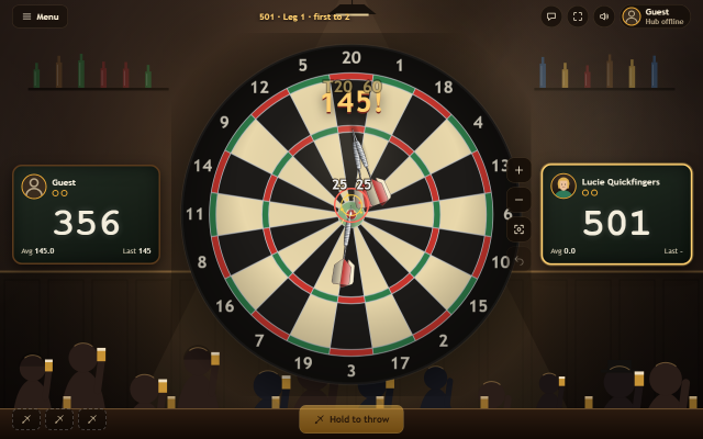 Šipky: a dartboard on a pub wall