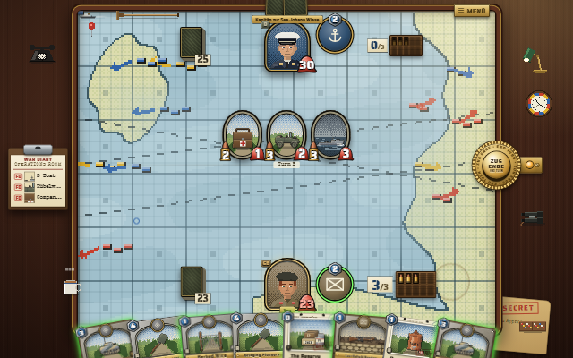 Kriegsspiel: a card battle on a staff map table
