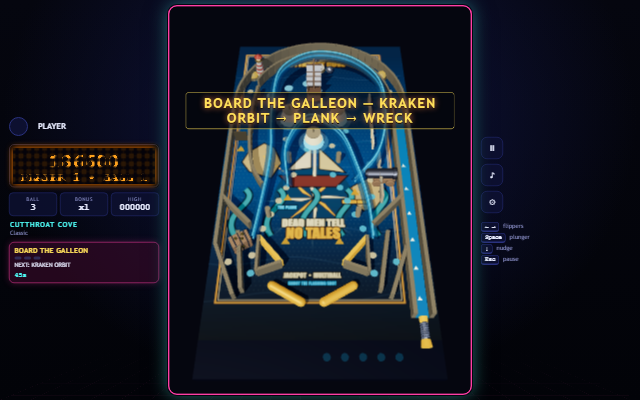 Neon Tilt 93: a 3D pinball cabinet